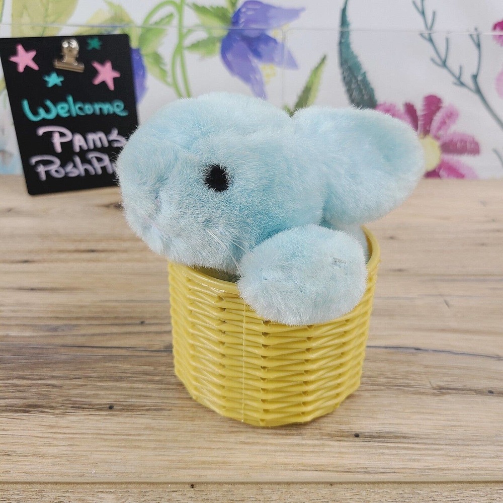 Windsor Toys 1985 Bunny in Plastic Basket Plush Easter OOAK RARE Stuffed Animal
